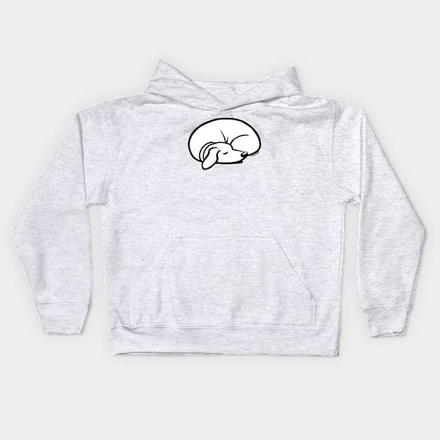 Sleeping Dog Black and White Line Drawing Kids Hoodie by Coffee Squirrel